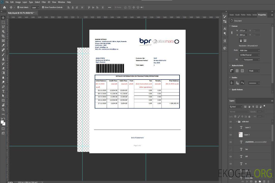 Modèle de relevé bancaire du Rwanda BPR au format Word et PDF template Modèle de relevé bancaire du Rwanda BPR au format Word et PDF template
